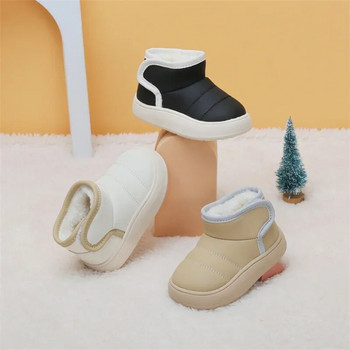 2024 Зимни топли ботуши за сняг Детски кожени плюшени ботуши Момчета Момичета Памучни обувки с мека подметка Бебешки модни обувки за малки деца
