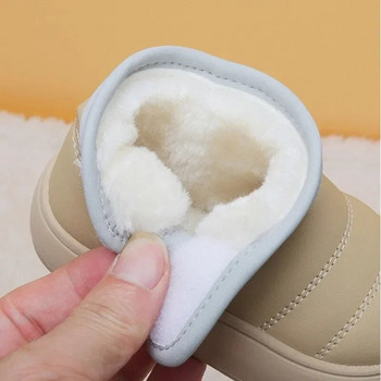 2024 Χειμώνας ζεστές μπότες χιονιού Παιδικά δερμάτινα βελούδινα μποτάκια για αγόρια για κορίτσια Μαλακή σόλα βαμβακερά παπούτσια Baby fashion παιδικά παπούτσια για βρέφη