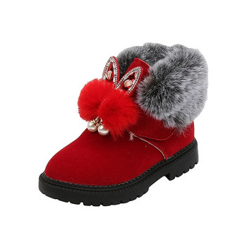 2023 Есен Зима Детски ботуши за сняг Плюшени топли ботуши за момиче Модни памучни обувки на принцеса Прохождащи деца Нехлъзгащи се боти до глезена ботинки