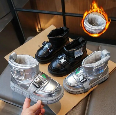Ботуши за сняг в корейски стил за деца Дебели топли зимни обувки за деца Меки плюшени памучни обувки за сняг Момчета Момичета Модни ботуши