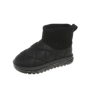 2024 Νέα μόδα για κορίτσια για αγόρια Κοντές μπότες μονόχρωμες Παιδικές κλασικές καρό μπότες χιονιού Ζεστά βελούδινα παιδικά παπούτσια Unisex κάλτσες