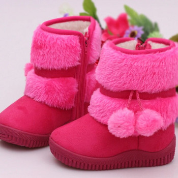 Детски ботуши за момичета Нови зимни 2024 г. Удобни дебели топли детски ботуши Плюшени сладки момчета Памучни ботуши Неплъзгащи се обувки на принцеса