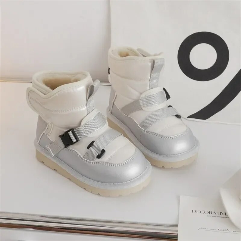 Vaikiški žieminiai batai kūdikiui Nauji 2024 m. stori pliušiniai aukšti batai berniukams, neperšlampami sniego batai mergaitėms, šilti medvilniniai sportiniai batai vaikams