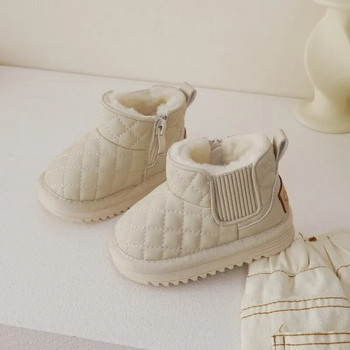 Зимни детски памучни обувки Дебела подметка Детски модни зимни ботуши за момичета Момчета Топли плюс кадифени къси ботуши Неплъзгащи се ежедневни обувки
