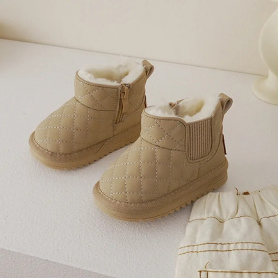 Talvised laste puuvillased kingad Paksu tallaga lapsed Moodsad lumesaapad tüdrukutele poistele soojad pluss sametsed lühikesed saapad libisemiskindlad vabaajajalatsid