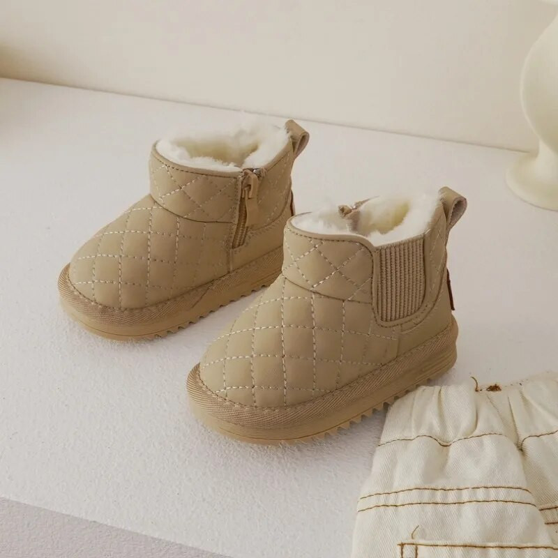 Talvised laste puuvillased kingad Paksu tallaga lapsed Moodsad lumesaapad tüdrukutele poistele soojad pluss sametsed lühikesed saapad libisemiskindlad vabaajajalatsid