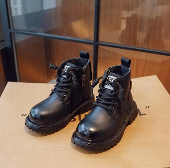Модни ботуши за момичета 2023 г. Нови черни меки ботуши за сняг Неплъзгащи се детски кожени топли ботуши Детски спортни обувки принцеса Маратонки за момчета
