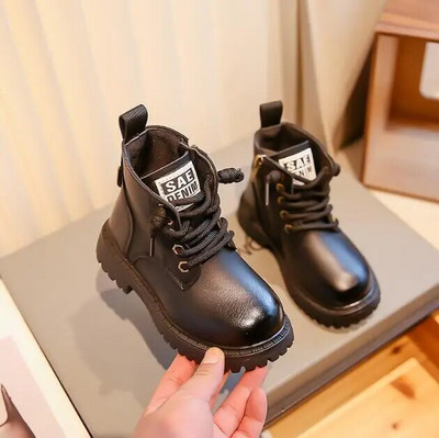 Mergaičių madingi batai 2023 m. Nauji juodi minkšti sniego batai neslystantys vaikiški odiniai šilti batai princesės vaikiški sportiniai batai berniukams sportbačiai