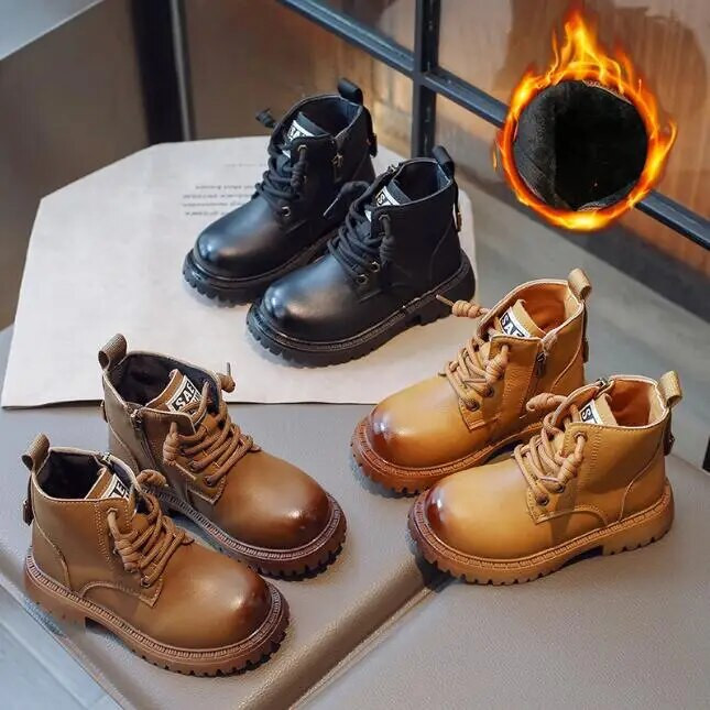 Mergaičių madingi batai 2023 m. Nauji juodi minkšti sniego batai neslystantys vaikiški odiniai šilti batai princesės vaikiški sportiniai batai berniukams sportbačiai