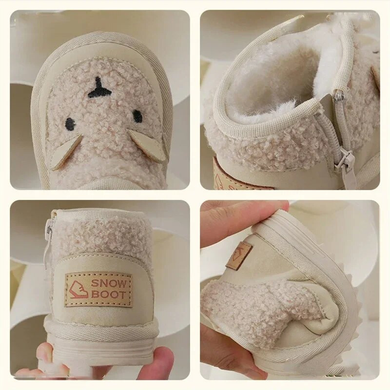 Παιδικά Νέες 2024 Χειμερινές Μπότες Αγόρια Κορίτσια Cute Rabbit Sheep Ζεστές βελούδινες μπότες χιονιού Baby Soft Sole Casual βαμβακερά παπούτσια Μέγεθος 17-30