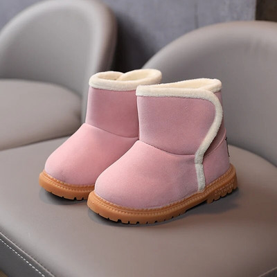 Iarnă Călduță Băieți Fete Cizme de zăpadă Pantofi Moda Plată Cu Pluș Copii Cizme de zăpadă Pantofi 13-15 CM Cizme pentru bebeluși Pantofi pentru copii mici