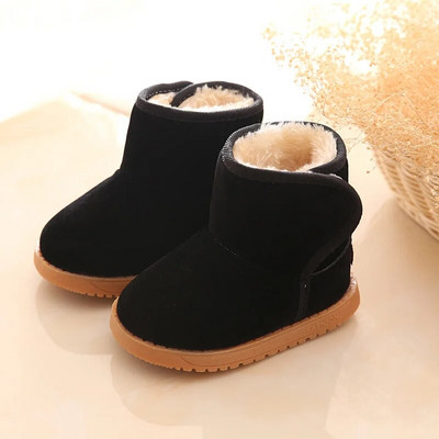 Iarnă Călduță Băieți Fete Cizme de zăpadă Pantofi Moda Plată Cu Pluș Copii Cizme de zăpadă Pantofi 13-15 CM Cizme pentru bebeluși Pantofi pentru copii mici