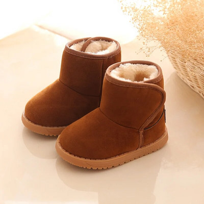 Iarnă Călduță Băieți Fete Cizme de zăpadă Pantofi Moda Plată Cu Pluș Copii Cizme de zăpadă Pantofi 13-15 CM Cizme pentru bebeluși Pantofi pentru copii mici