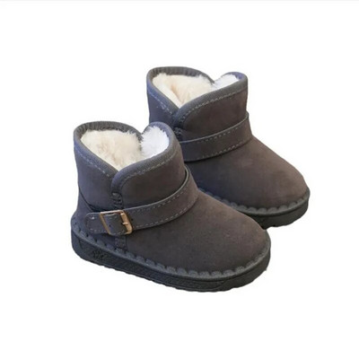 Детски плюшени ботуши за сняг, кожени дебели обувки за момче, момиче, с памучна подплата, модни детски ежедневни обувки