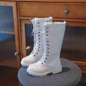 Κοριτσίστικες μακριές μπότες μαύρες φθινοπωρινές χειμερινές παιδικές μπότες ψηλής παλίρροιας Μόδα με φερμουάρ 2023 Ολοκαίνουργιες παιδικές μπότες μοτοσυκλέτας