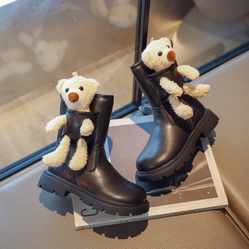 Ботуши за момичета Нова зимна мода Малко мече Заек Дълги ботуши Детски обувки за принцеси Детски топли плюшени памучни обувки Неплъзгащи се ботуши