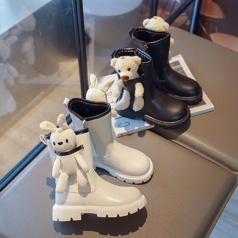 Μπότες για κορίτσια Νέα χειμερινή μόδα Little Bear Rabbit Long Boots Παιδικά παπούτσια Princess Παιδικά Ζεστά βελούδινα βαμβακερά παπούτσια Αντιολισθητικές μπότες