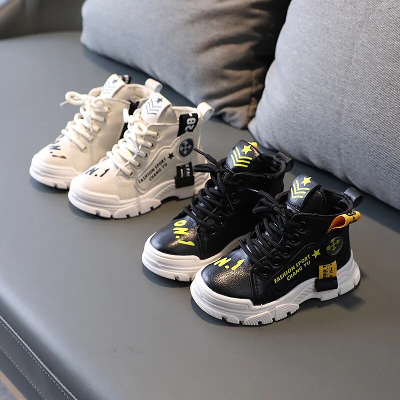 Vaikiški batai berniukams odiniai batai rudens žiemos vandeniui atsparūs lauko batai vaikams Laisvalaikio batai mergaitėms su užtrauktuku šone