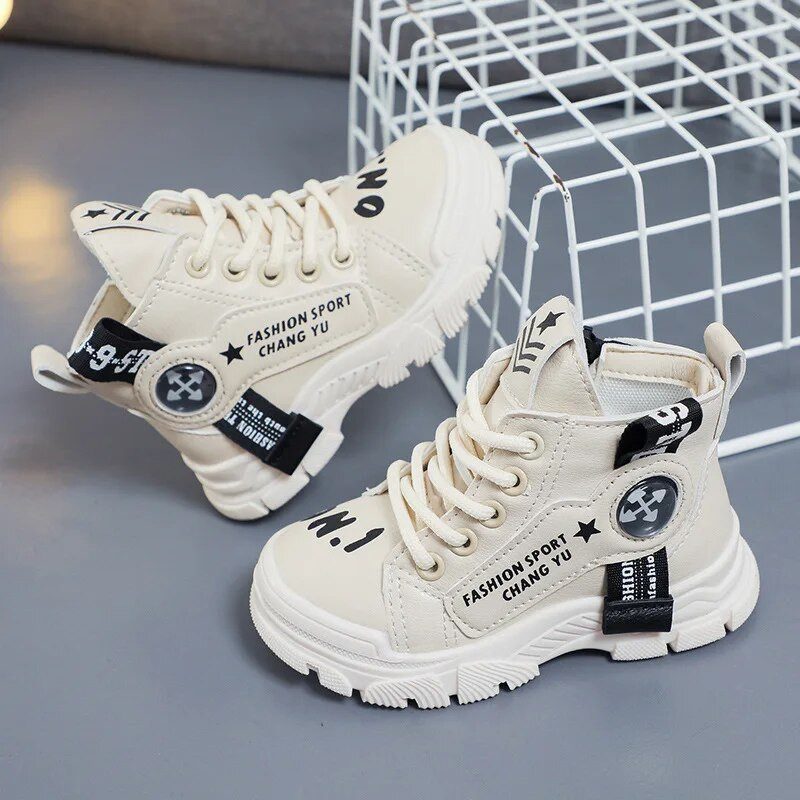 Vaikiški batai berniukams odiniai batai rudens žiemos vandeniui atsparūs lauko batai vaikams Laisvalaikio batai mergaitėms su užtrauktuku šone