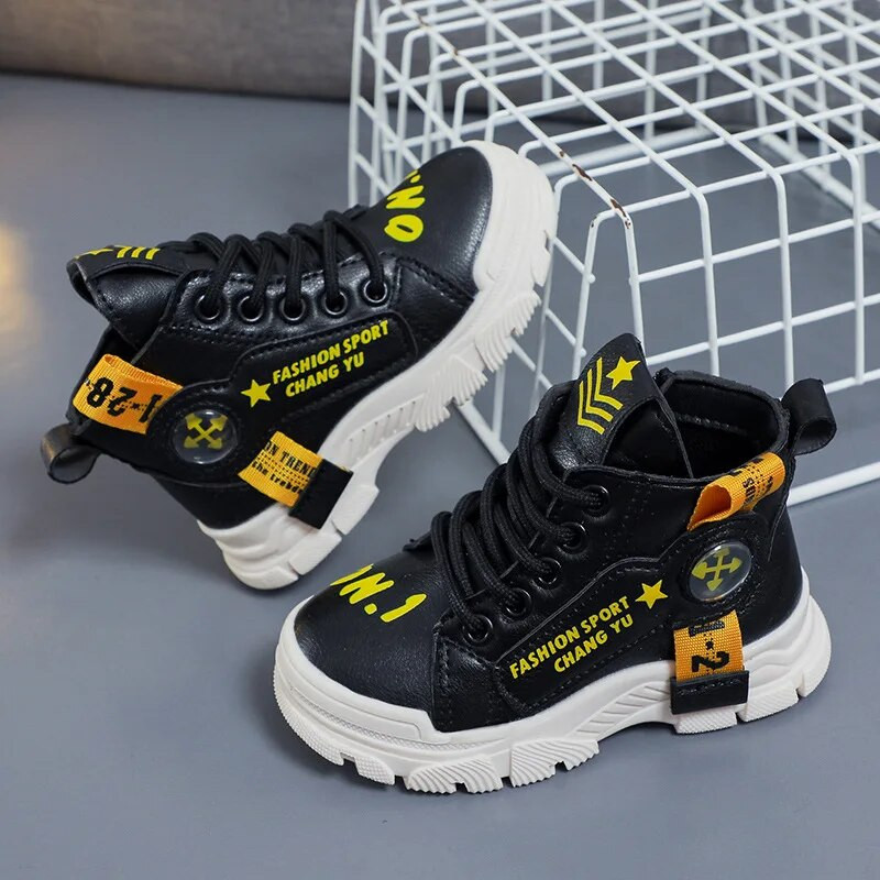 Vaikiški batai berniukams odiniai batai rudens žiemos vandeniui atsparūs lauko batai vaikams Laisvalaikio batai mergaitėms su užtrauktuku šone