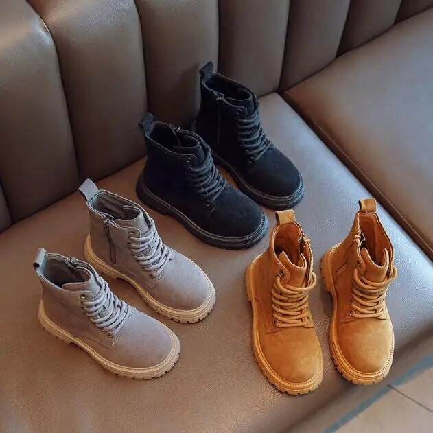 Vaikiški Madingi Batai Rudens Žiema Berniukams Merginoms Britų Pliušiniai Trumpi Batai Sniego Batai Berniukams Sniego Sportiniai Batai Sneakeriai