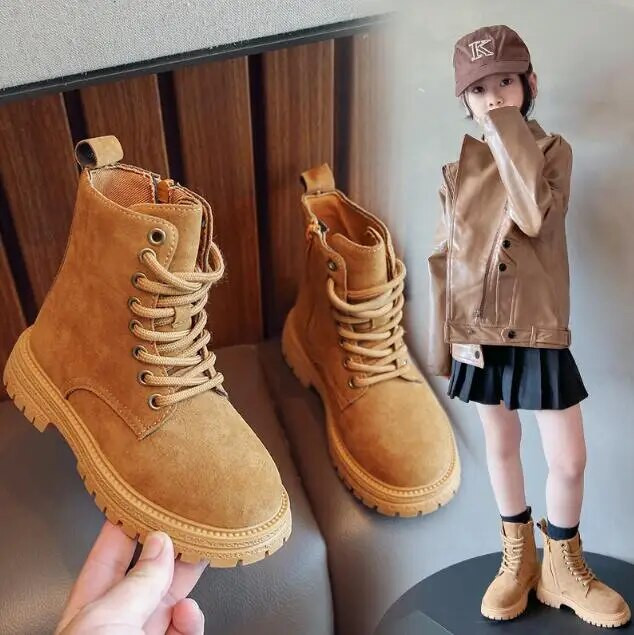 Vaikiški Madingi Batai Rudens Žiema Berniukams Merginoms Britų Pliušiniai Trumpi Batai Sniego Batai Berniukams Sniego Sportiniai Batai Sneakeriai