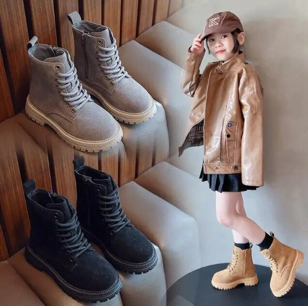 Vaikiški Madingi Batai Rudens Žiema Berniukams Merginoms Britų Pliušiniai Trumpi Batai Sniego Batai Berniukams Sniego Sportiniai Batai Sneakeriai