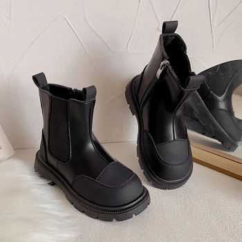 Νέες δερμάτινες μπότες για αγόρια Ευέλικτο μαλακό αναπνεύσιμο Παιδικό μπότες Chelsea για κορίτσια PU Kids Fashion Casual κοντά μπότες Βρετανία PU
