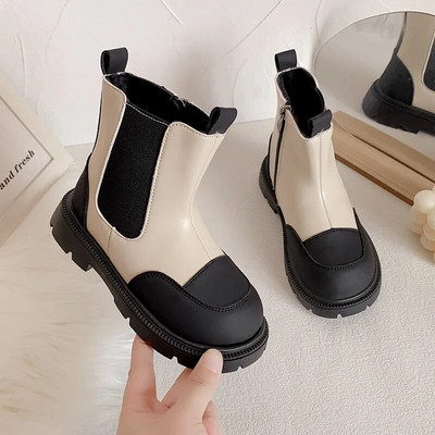 Νέες δερμάτινες μπότες για αγόρια Ευέλικτο μαλακό αναπνεύσιμο Παιδικό μπότες Chelsea για κορίτσια PU Kids Fashion Casual κοντά μπότες Βρετανία PU