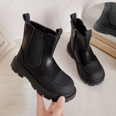 Νέες δερμάτινες μπότες για αγόρια Ευέλικτο μαλακό αναπνεύσιμο Παιδικό μπότες Chelsea για κορίτσια PU Kids Fashion Casual κοντά μπότες Βρετανία PU