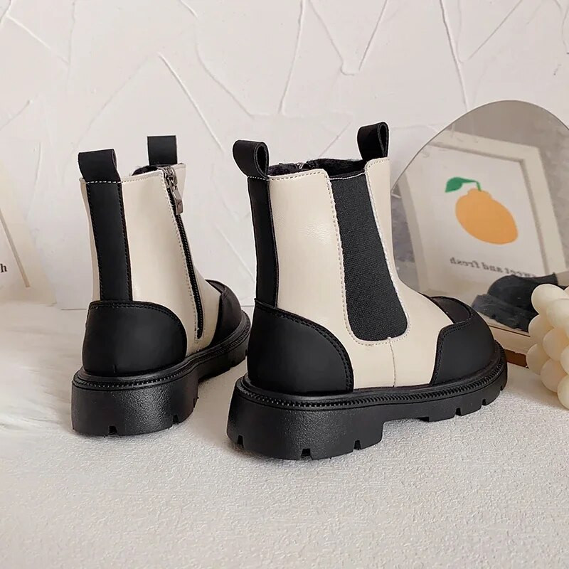 Νέες δερμάτινες μπότες για αγόρια Ευέλικτο μαλακό αναπνεύσιμο Παιδικό μπότες Chelsea για κορίτσια PU Kids Fashion Casual κοντά μπότες Βρετανία PU