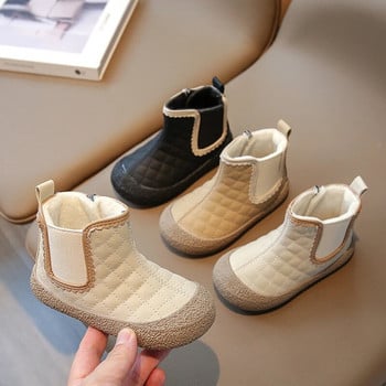 Παιδικές κοντές μπότες 2023 Χειμώνας Νέες βελούδινες παχύρρευστες μαλακές σόλες Παιδική μόδα Casual για κορίτσια και αγόρια μποτάκια κλασικά κορεάτικα