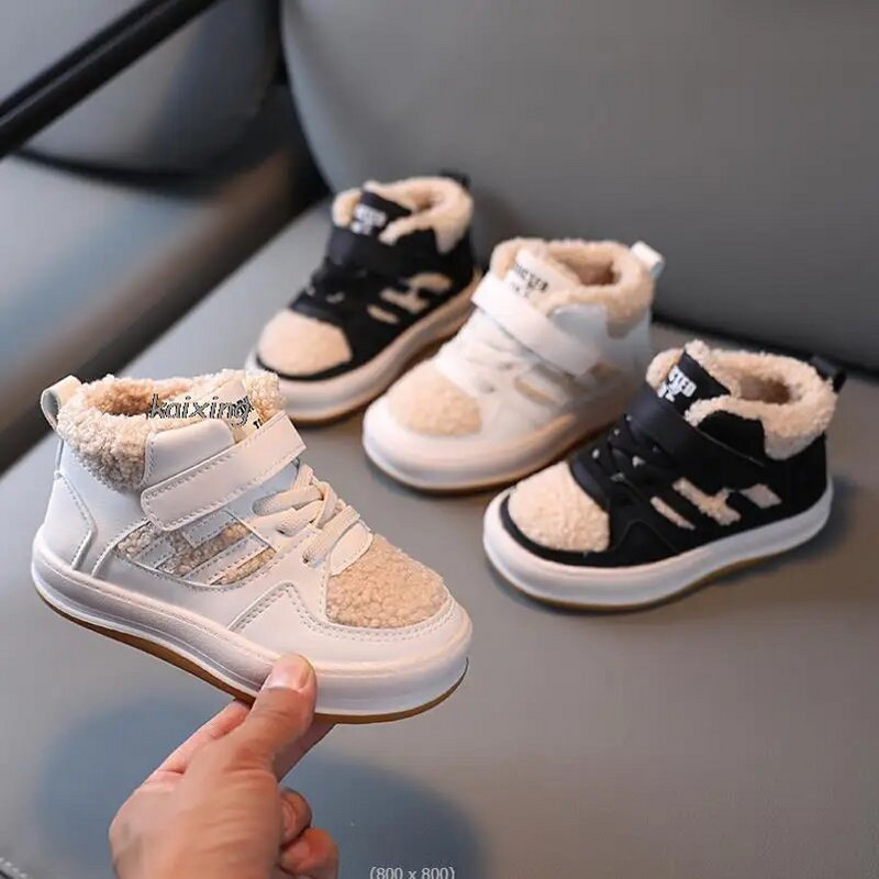 Uued sügis-/talvised lastesaapad poistele Soojad plüüs kummitallaga Väikelapsed Laste Tossud Moodsad Tüdrukute Saapad 22-31