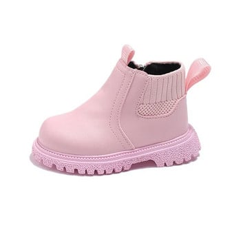 Παιδικές μπότες για κορίτσια Ροζ μπεζ μαύρο κορεατικό στυλ Παιδική μόδα Casual κοντά μπότες Απλές στρογγυλές μύτης Ευέλικτο μαλακό αναπνεύσιμο
