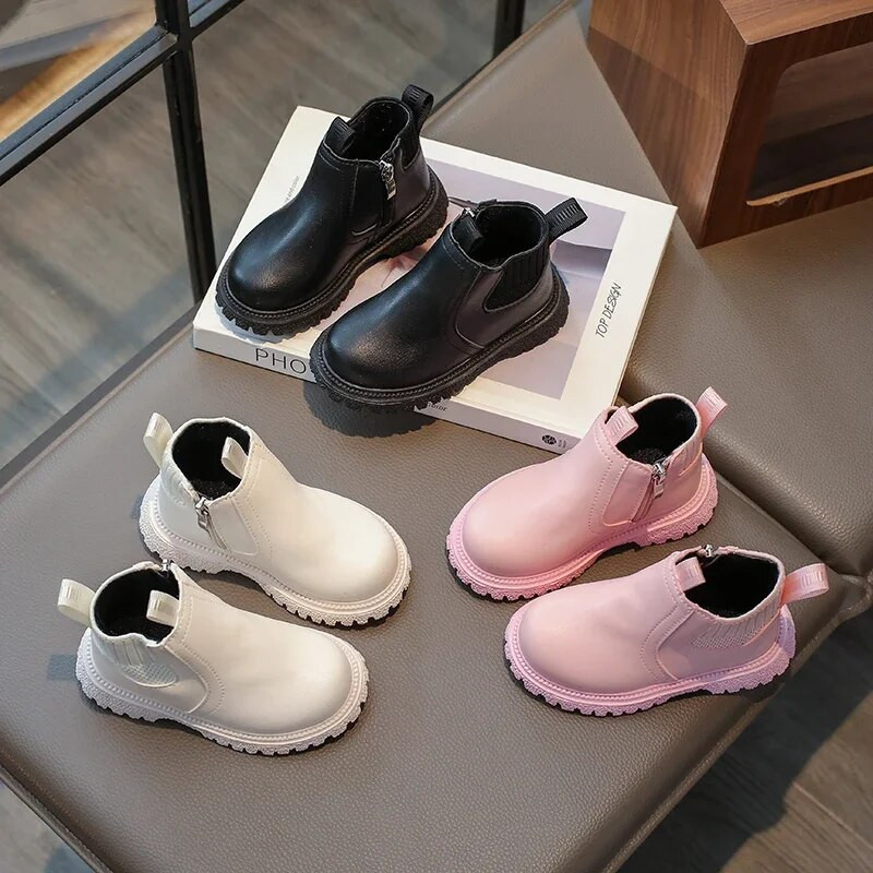 Lastele Tüdrukutele Saapad Roosa Beež Must Korea Stiilis Laste Mood vabaaja Lühikesed Saapad Lihtsad Ümara ninaga Mitmekülgsed Pehme Hingavad