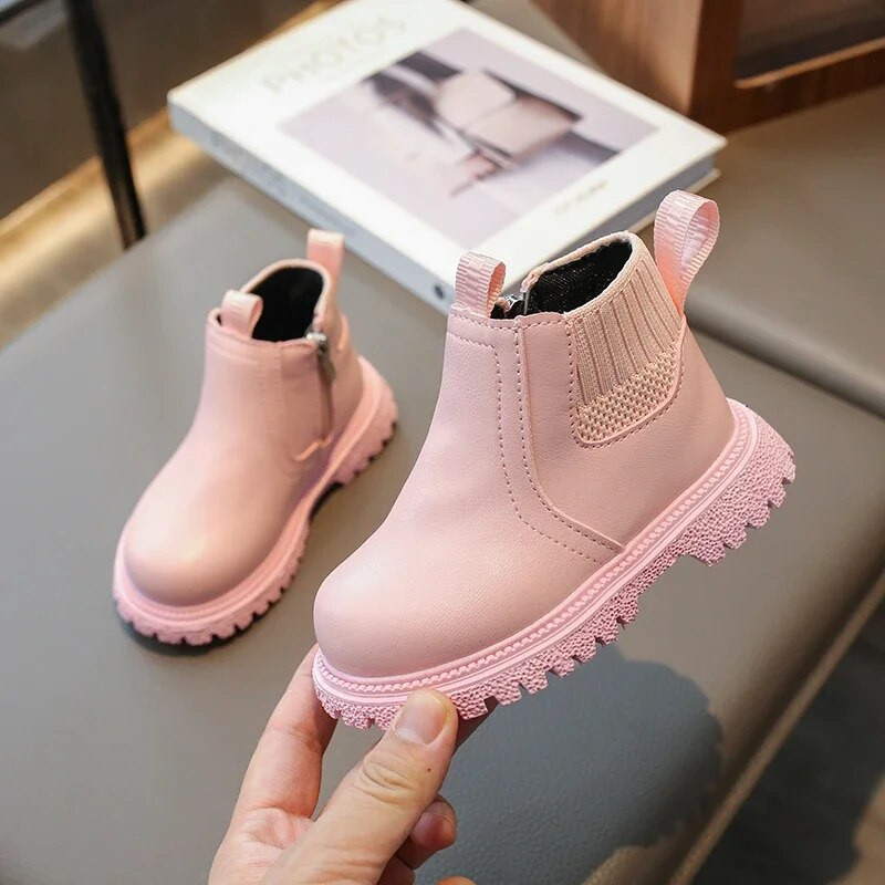 Lastele Tüdrukutele Saapad Roosa Beež Must Korea Stiilis Laste Mood vabaaja Lühikesed Saapad Lihtsad Ümara ninaga Mitmekülgsed Pehme Hingavad