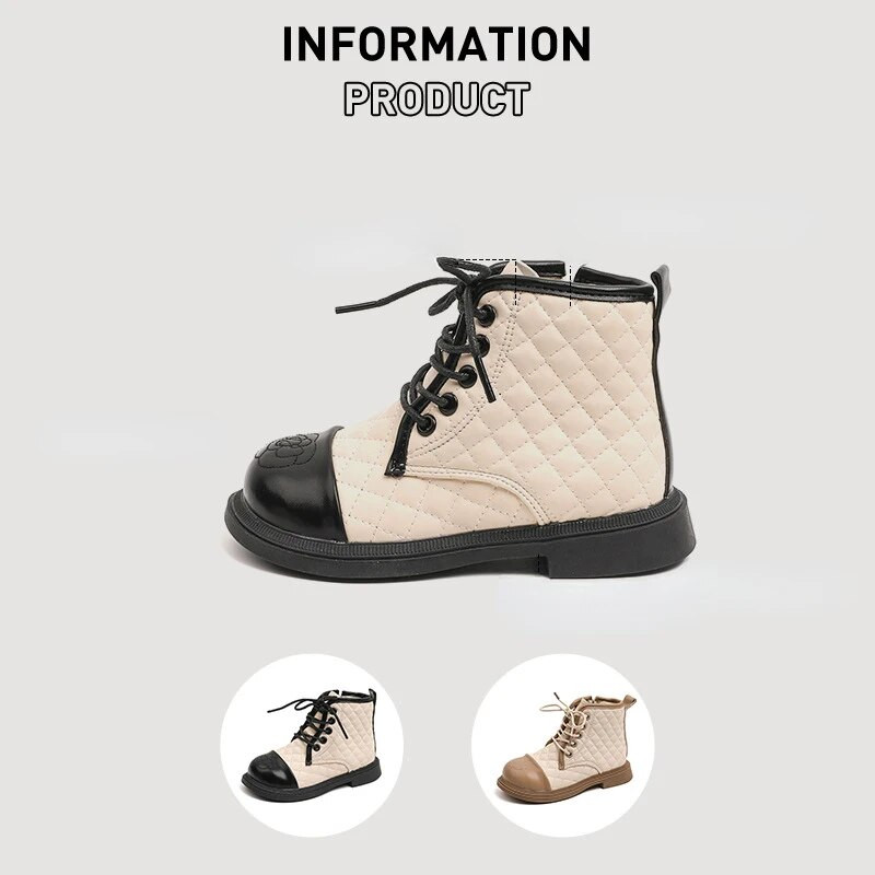 Παιδικές κοντές μπότες 2023 Φθινόπωρο Κορεάτικα Παιδικά Παπούτσια Πριγκίπισσας που ταιριάζουν με μωρό με αντίθεση χρώματος Δερμάτινη μπότα