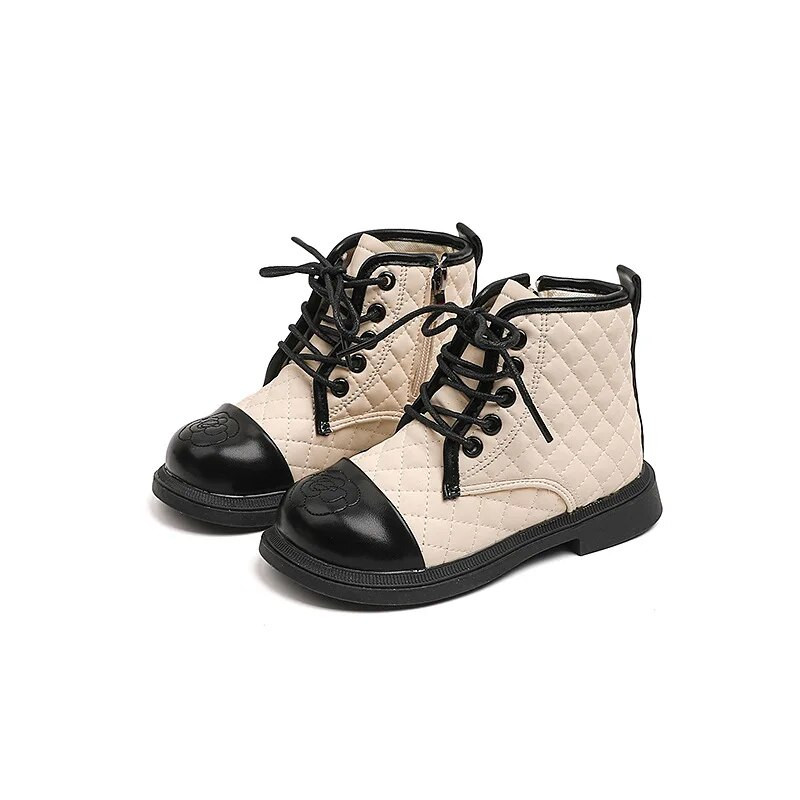 Παιδικές κοντές μπότες 2023 Φθινόπωρο Κορεάτικα Παιδικά Παπούτσια Πριγκίπισσας που ταιριάζουν με μωρό με αντίθεση χρώματος Δερμάτινη μπότα