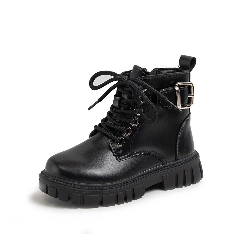 Uued lapsed, mood tüdrukud, lühikesed saapad, pannal, lihtsad libisemiskindlad laste vabaajasaapad Britain Boys must 2023 kevad-sügis PU tõmblukk