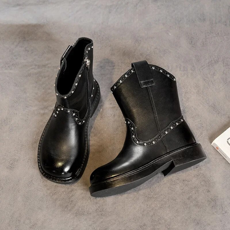 Vaikiški batai mergaitėms berniukams rudens žiemos mados odiniai batai vaikams mergaitėms princesė batai iki blauzdos mažiems trumpiems kulkšnies bateliai