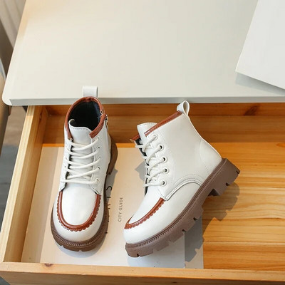 2023 Νέες μπότες για κορίτσια Ευέλικτο χρώμα που ταιριάζουν Μαλακό αναπνεύσιμο Απλό, αντιολισθητικό Παιδικό κορεατικό στυλ Δερμάτινες μπότες για αγόρια Causal