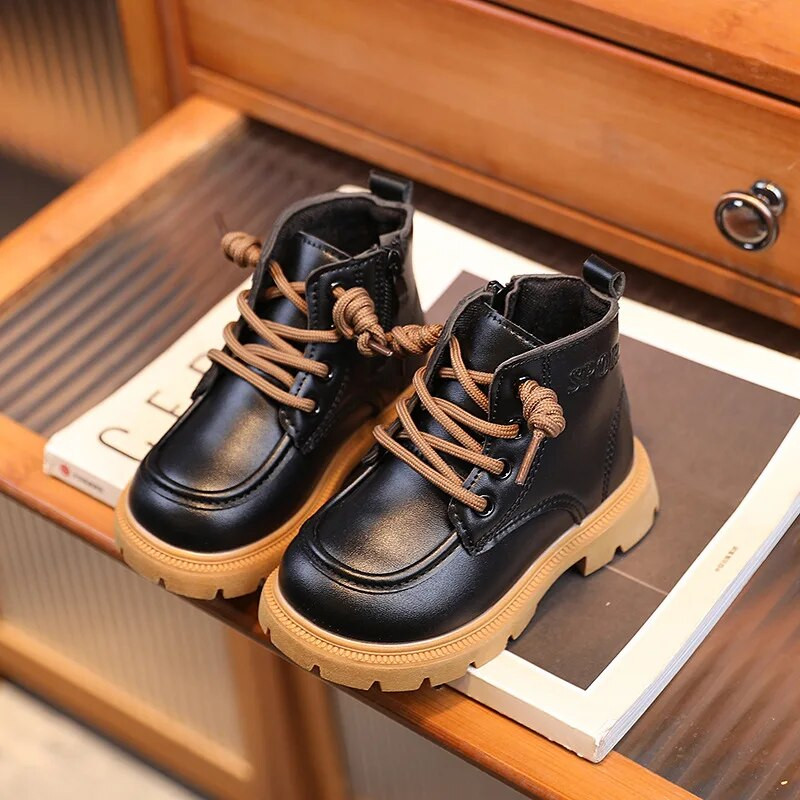 Žiemos vaikų mados Martin Batai Rudeniniai Vaikiški Vienviečiai Britų Stilius Tvarkingi Gražūs Morden berniukų batai mergaitėms