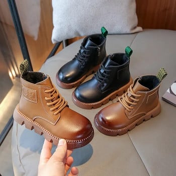 Δερμάτινες μπότες για κορίτσια Φθινοπωρινά Νέα βρετανικά μποτάκια αντιολισθητικά για αγόρια κοντές μπότες βαμβακερές Παιδικές μόδας καθημερινές μπότες απλές