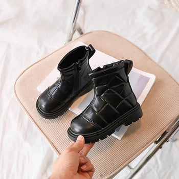 Κοριτσίστικα μποτάκια που ταιριάζουν με τον αστράγαλο Νέα 2024 Χειμερινή βελούδινη λεπτή βαμβακερή κοντή μπότα Παιδική μόδα καρό δερμάτινες μπότες PU Παιδικό παπούτσι