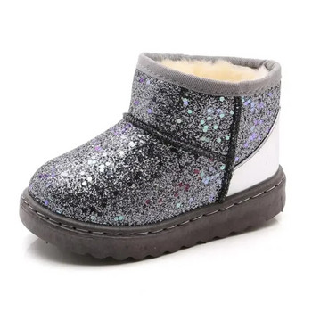 Παιδικά Snow Boots 2024 Winter Warm Princess παπούτσια για παιδιά Μόδα Γυαλιστερή επίπεδη σόλα Αντιολισθητική μποτάκια για αγόρια, κορίτσια, βαμβακερά παπούτσια