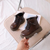 2023 m. nauji mergaičių trumpi batai neslystantys vienspalviai madingi vaikiški odiniai batai šilti medvilniniai vaikiški laisvalaikio batai berniukams rudi, mieli