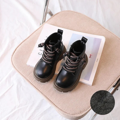 2023 m. nauji mergaičių trumpi batai neslystantys vienspalviai madingi vaikiški odiniai batai šilti medvilniniai vaikiški laisvalaikio batai berniukams rudi, mieli