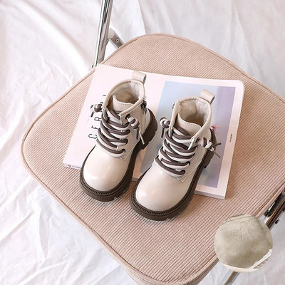 2023 m. nauji mergaičių trumpi batai neslystantys vienspalviai madingi vaikiški odiniai batai šilti medvilniniai vaikiški laisvalaikio batai berniukams rudi, mieli