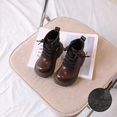 2023 m. nauji mergaičių trumpi batai neslystantys vienspalviai madingi vaikiški odiniai batai šilti medvilniniai vaikiški laisvalaikio batai berniukams rudi, mieli