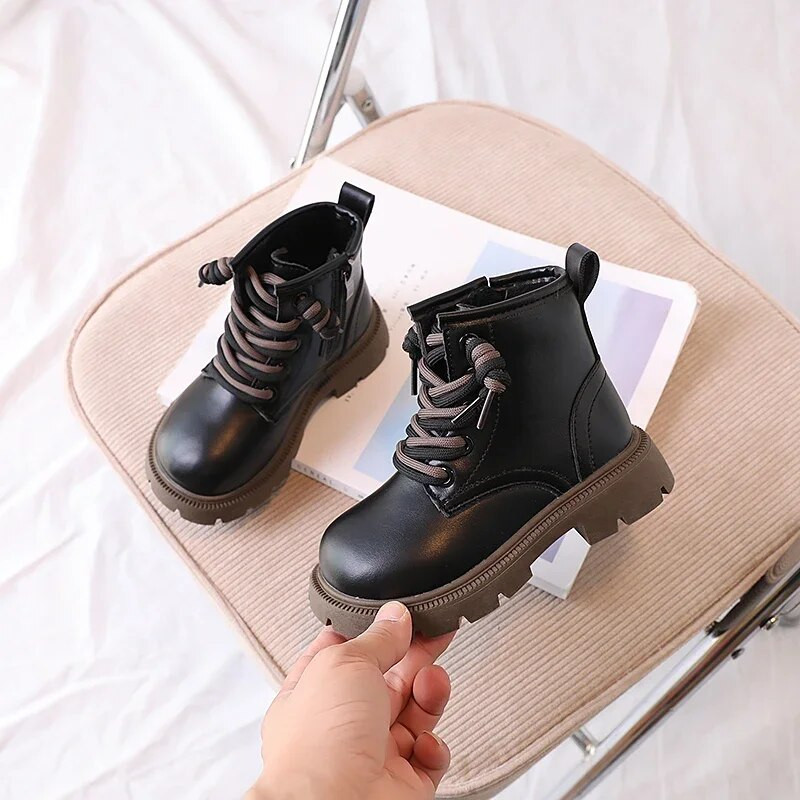 2023 m. nauji mergaičių trumpi batai neslystantys vienspalviai madingi vaikiški odiniai batai šilti medvilniniai vaikiški laisvalaikio batai berniukams rudi, mieli